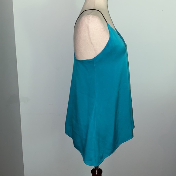 Milly Silk Leather Strap Flyaway Aqua Blue Tank Top Camisole - XS - Picture 6 of 15